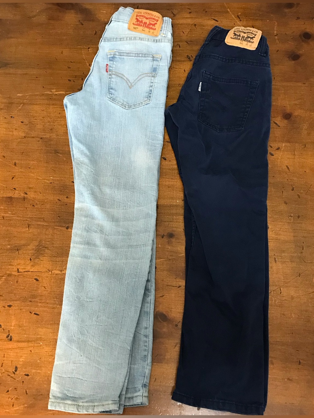Lot of 2 Boy’s 8 24/22 Levi’s Adjustable Light Jeans and Navy Pants